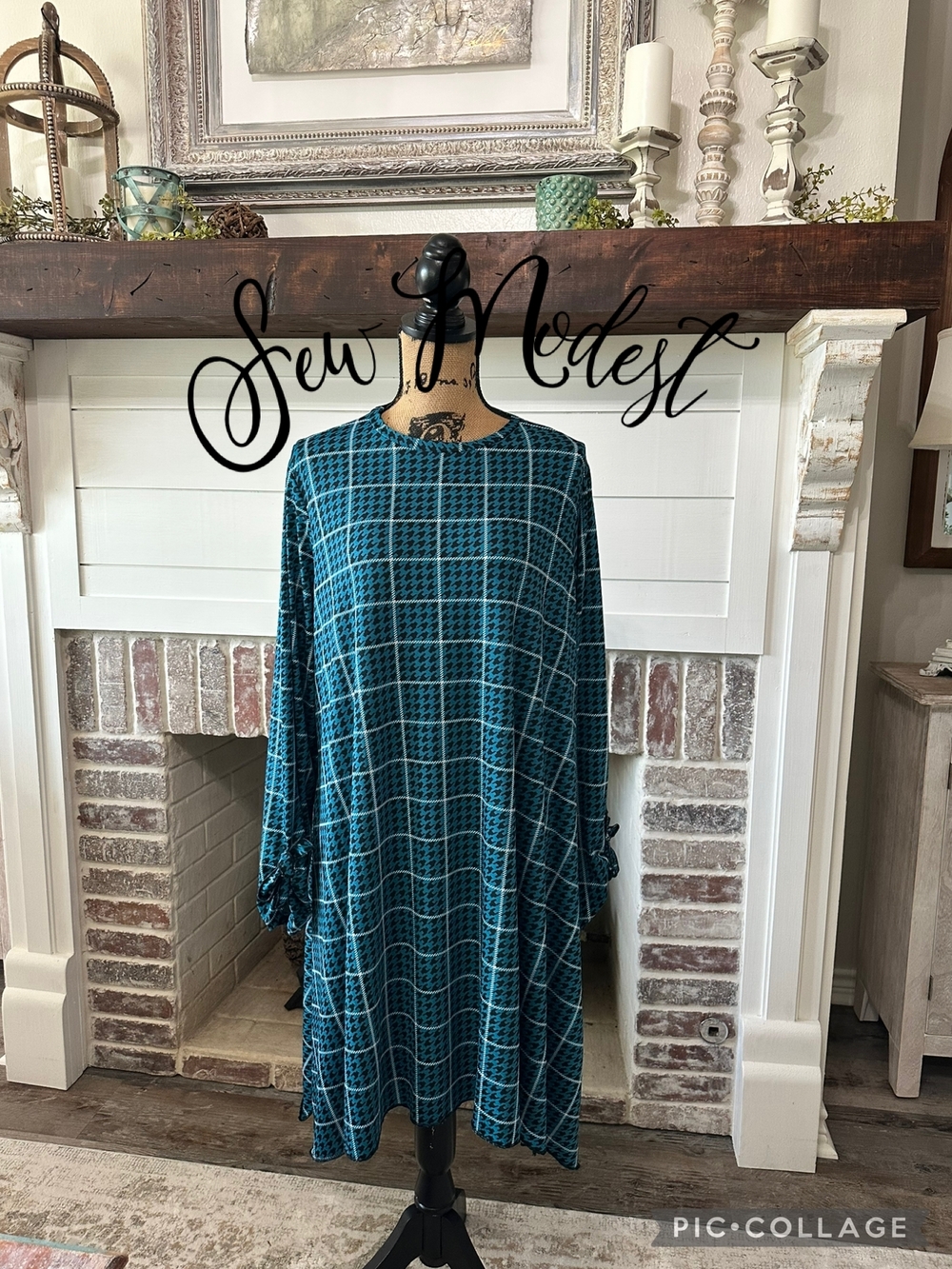 Teal Plaid Plus Size Tunic Top